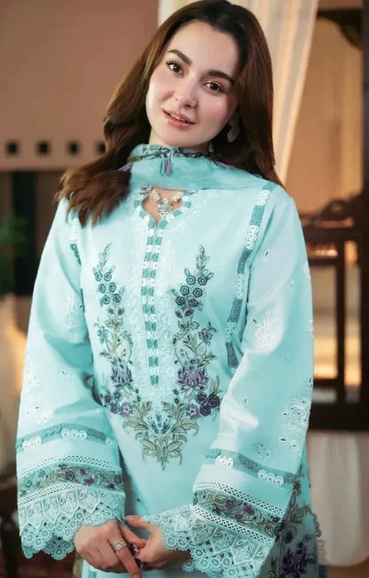 Pakistani Women's Light Blue Embroidered Kurta Set